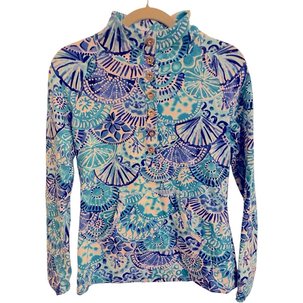 Lilly Pulitzer UPF 50+ Captain Popover Turquoise Oasis Half Shell XS - Picture 2 of 7